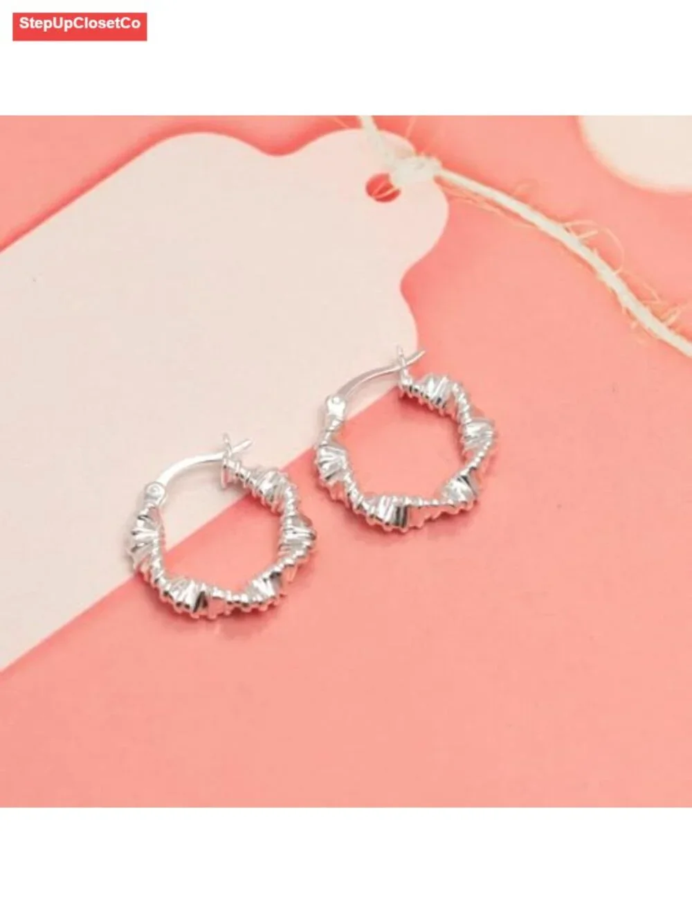 925 Sterling Silver Twisted Hoop Earrings for Women Hypoallergenic Click-Top